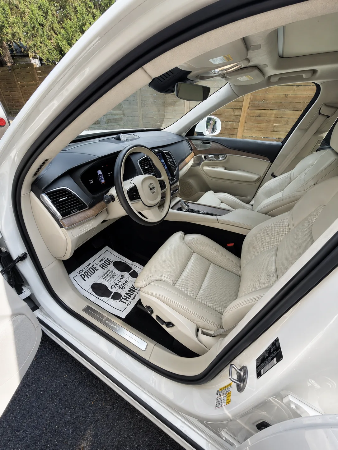 Clean cream leather front cabin after mobile interior detailing